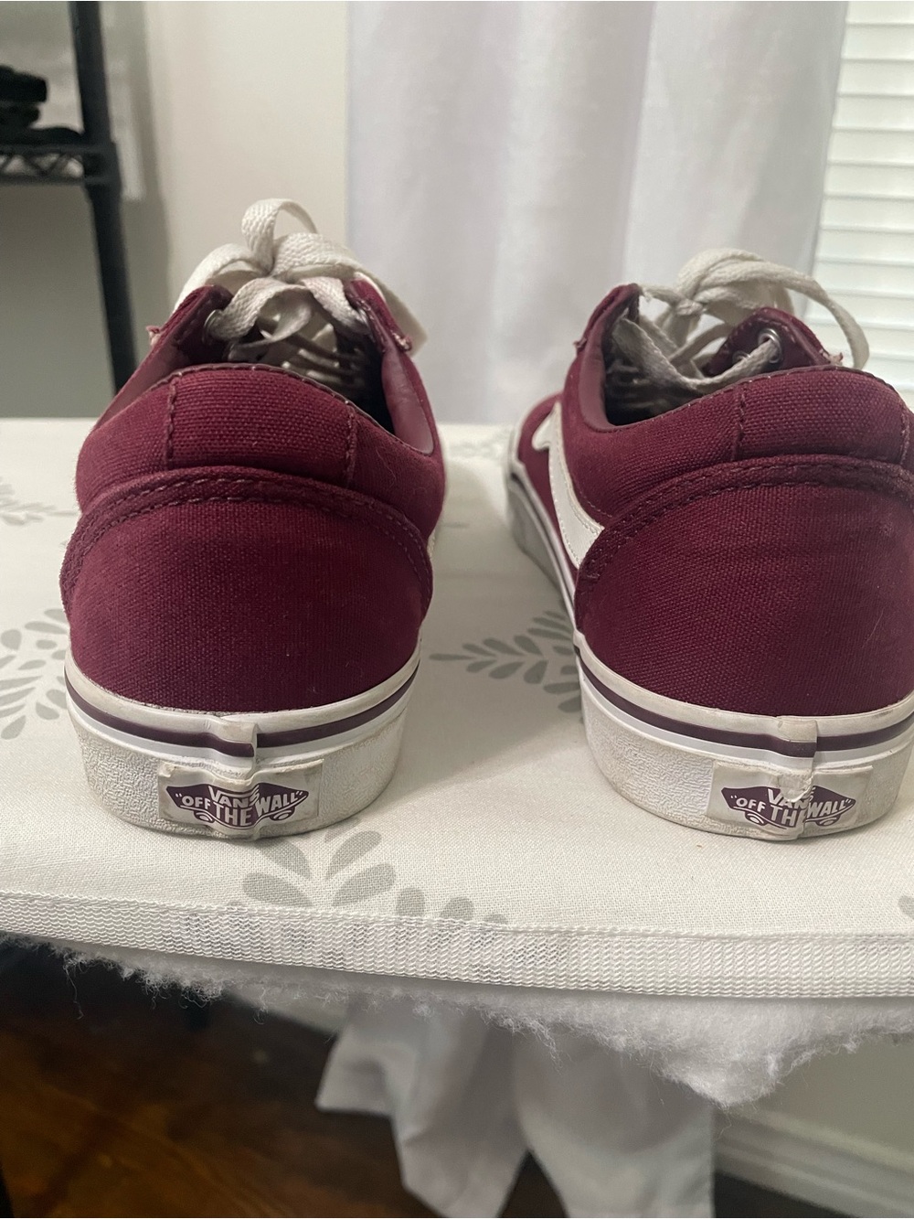 Vans Maroon Low-Top Canvas Sneakers with White Laces - Picture 2 of 4